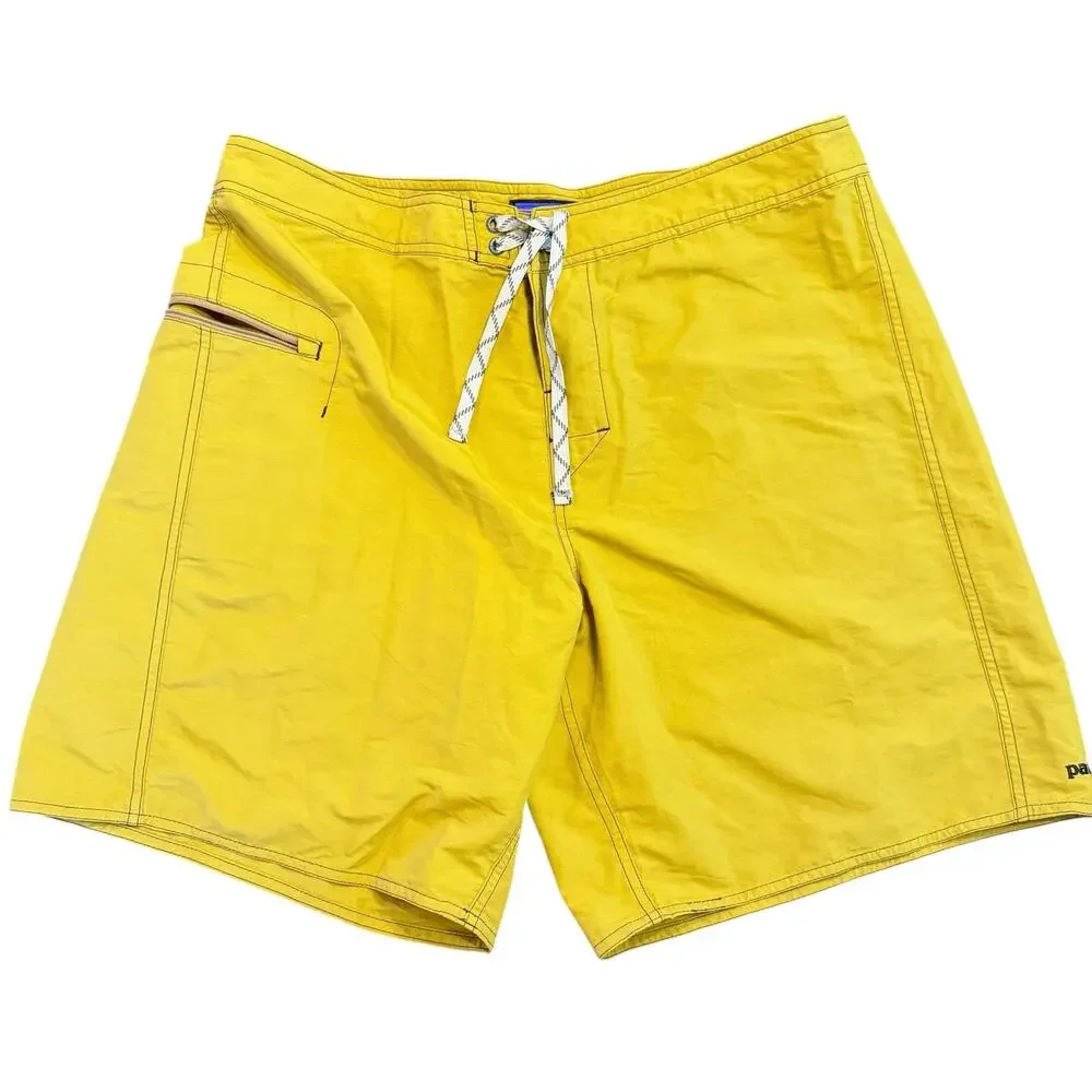 Patagonia Men’s Wavefarer yellow board short, Swim, Size 38